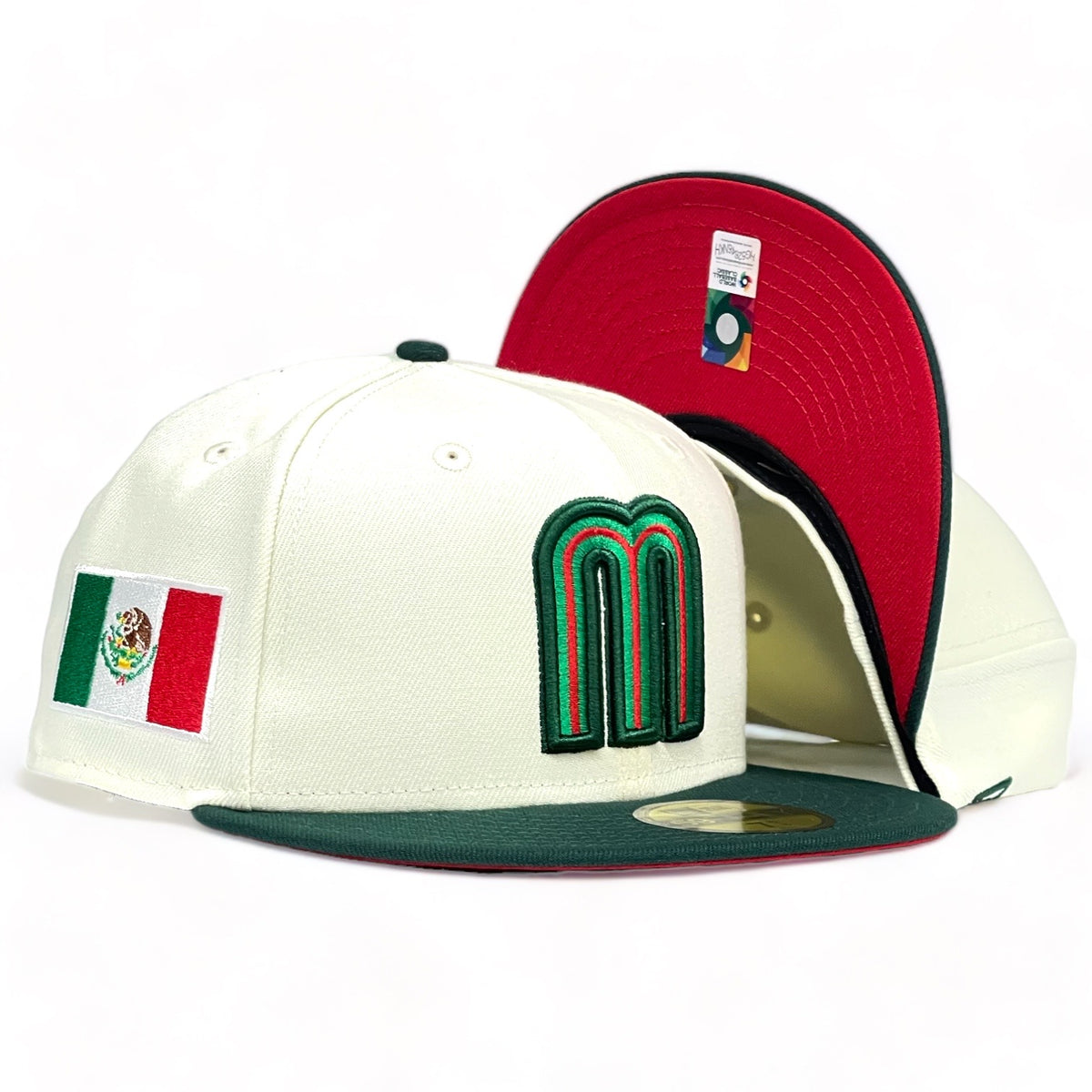 Mexico WBC New Era 59Fifty Fitted Hat Chrome White / Dark Green