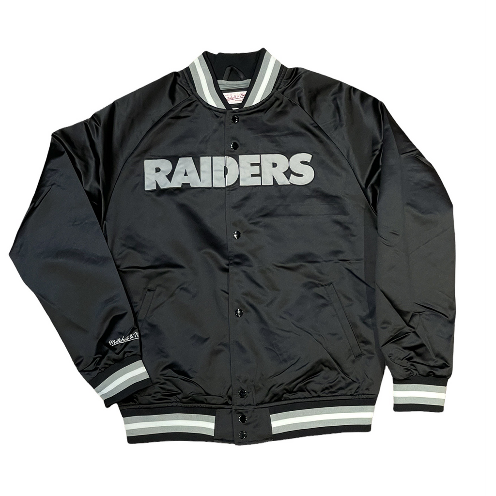 Las Vegas Raiders Mitchell & Ness Double Clutch Lightweight Satin Jacket - Black