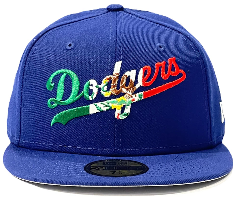 Los Angeles Dodgers Mexico Wordmark Royal New Era 59Fifty Fitted Hat