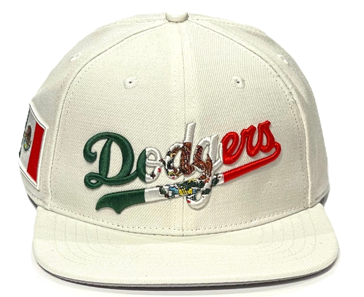 Los Angeles Dodgers Mexico Flag SnapBack Hat Pro Standard White