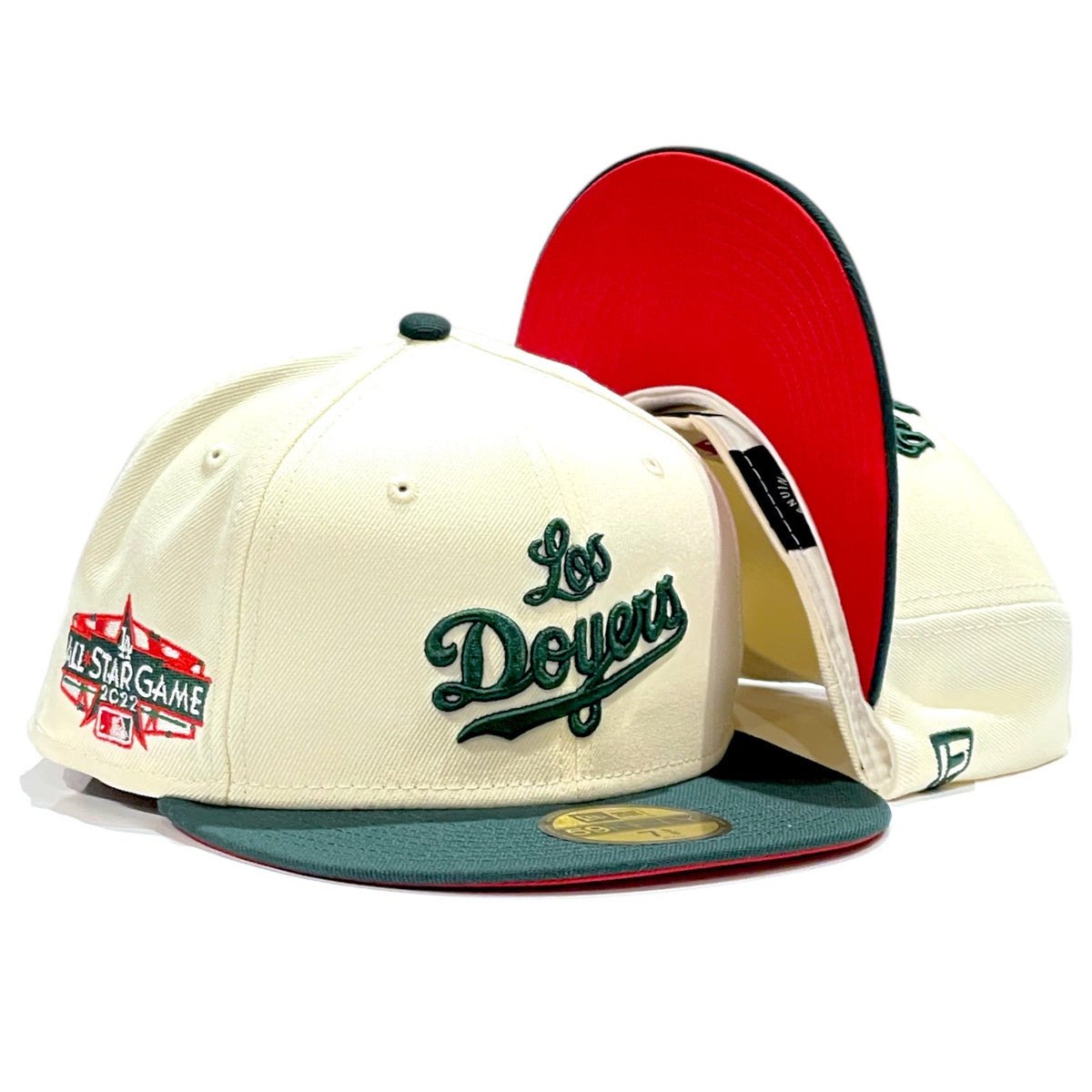 Los Angeles Dodgers Cream Green Two Tone Cino De Mayo Logo Mexico Flag  Patch Red UV 59FIFTY Fitted Hat