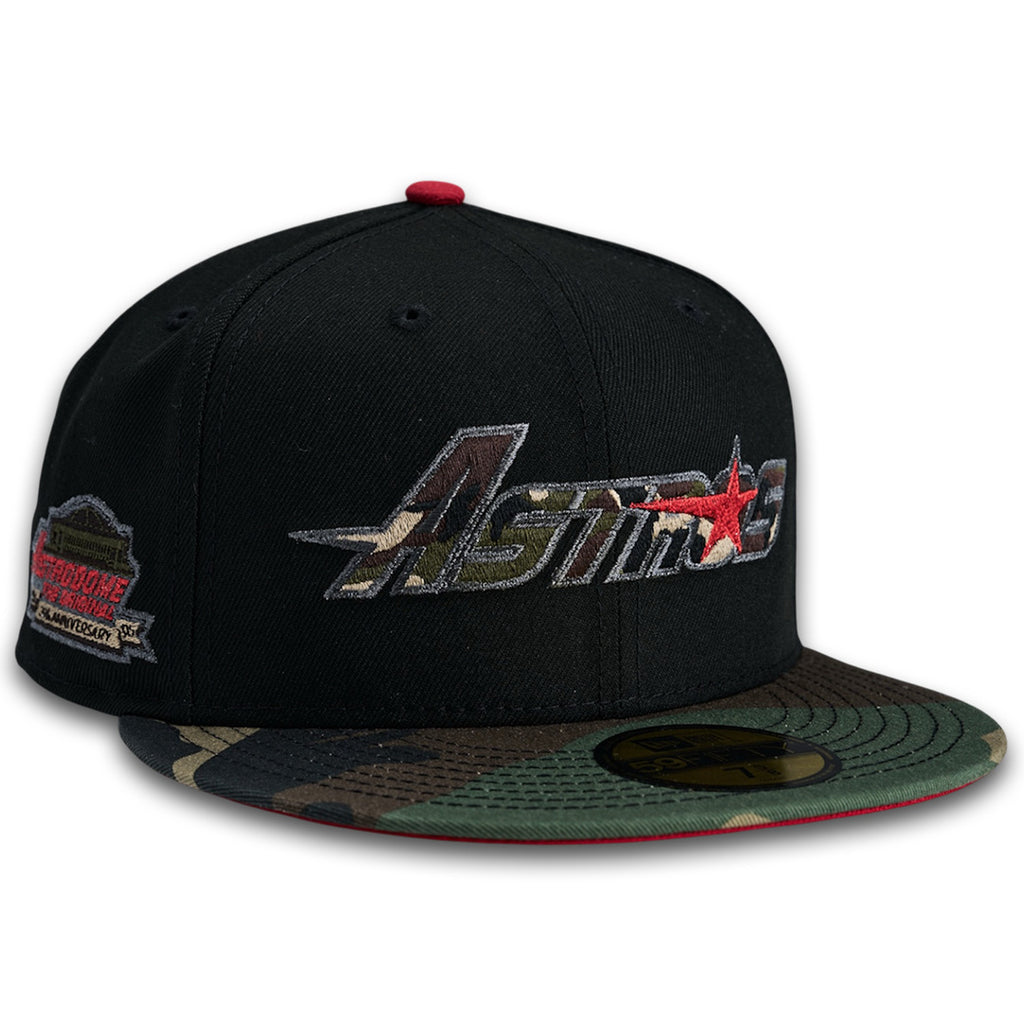 Houston Astros 💎 BACK THAT ASTROS 💎 New Era 59Fifty Fitted Hat - Black / Woodland Camo