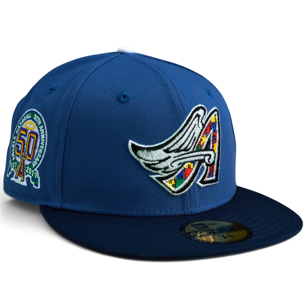 Anaheim Angels "NO 2 WINGS ALIKE" New Era 59fifty Fitted Hat - Seashore / Oceanside