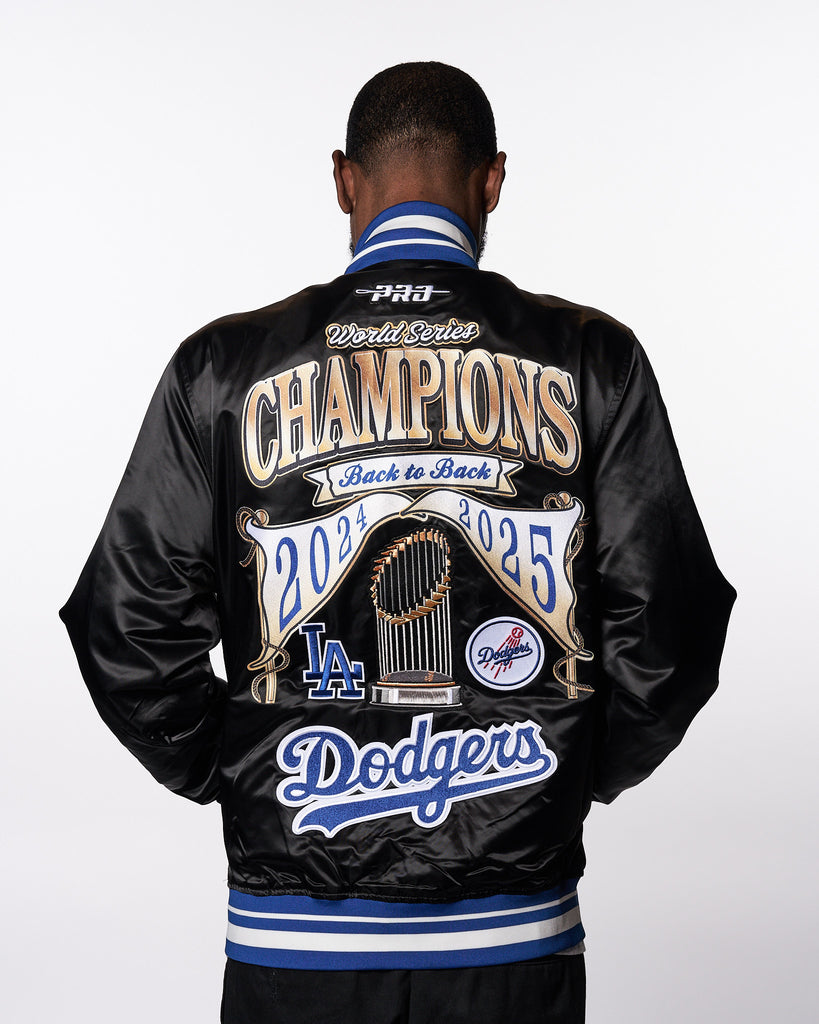 Los Angeles Dodgers World Series 2025 Back-to-Back Champions Pro Standard Lightweight Satin Jacket - Black