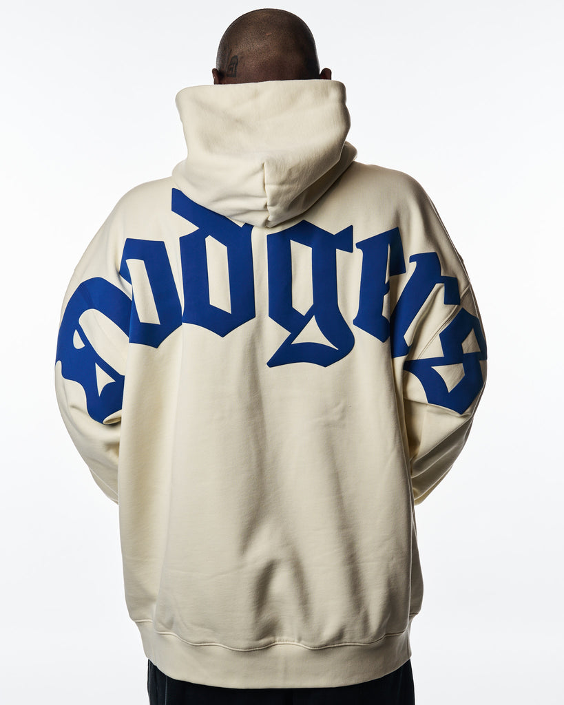 Los Angeles Dodgers ✨ DODGERLAND ✨ Wingspan Drop Shoulder Fleece Pullover Hoodie Sweater - Egg Shell