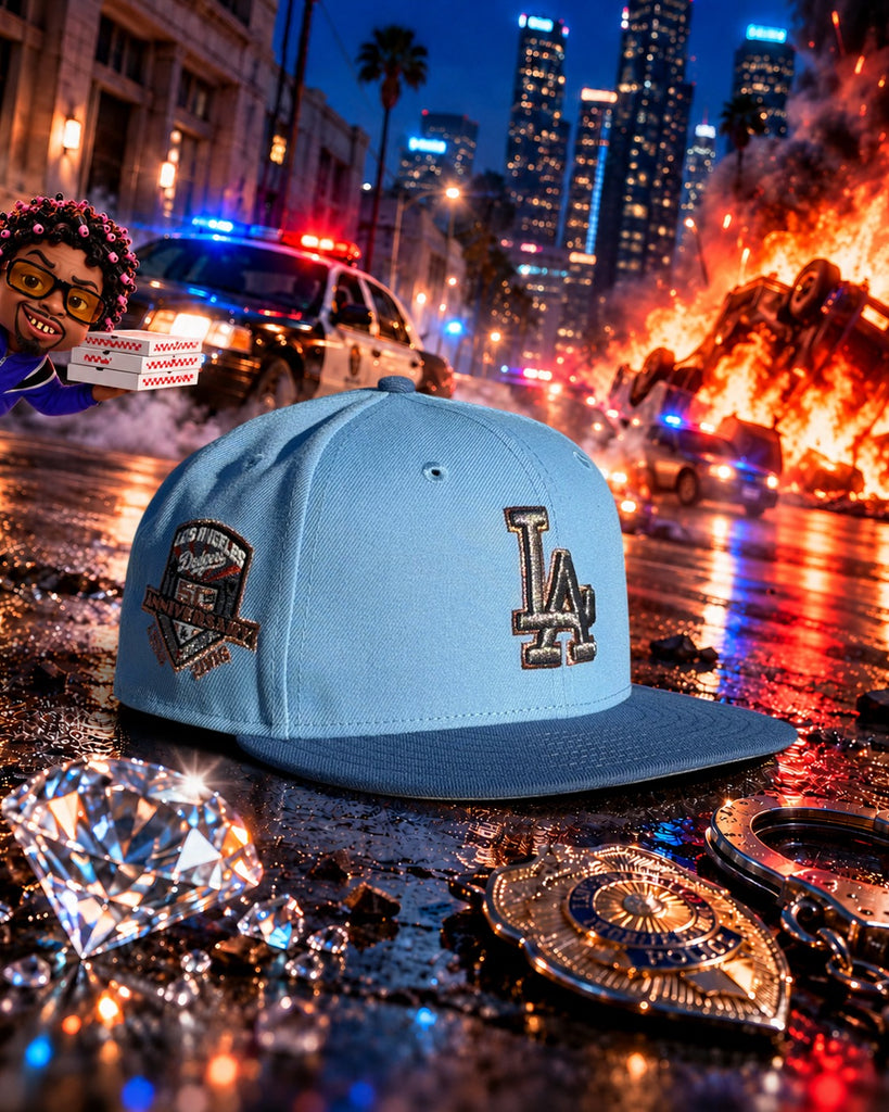 Los Angeles Dodgers “BLUE STREAK” New Era 59Fifty Fitted Hat - Sky Blue / Indigo