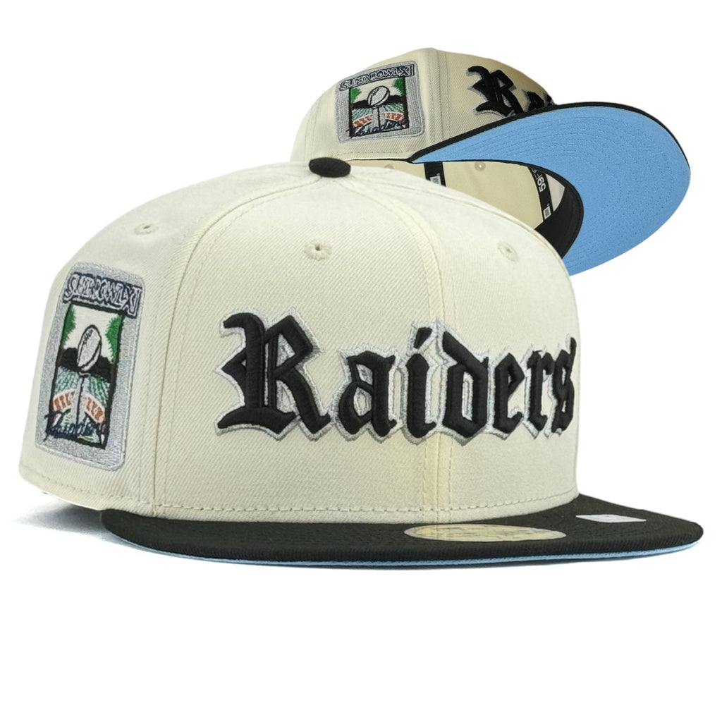 Las Vegas Raiders “NFL SUNDAY” New Era 59Fifty Fitted Hat - Chrome White / Black