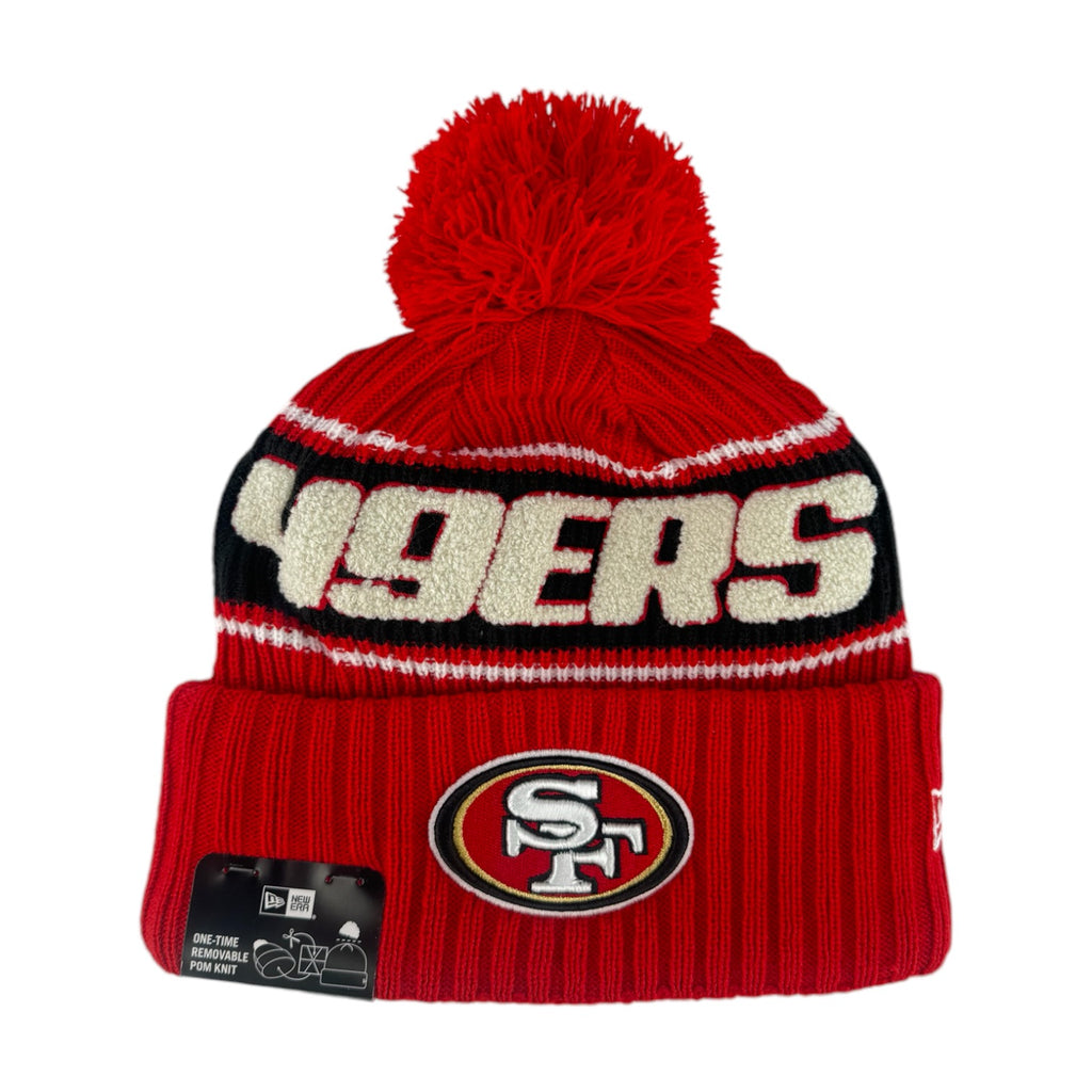 San Francisco 49ers New Era 2024 Sideline Cuffed Pom Knit Hat