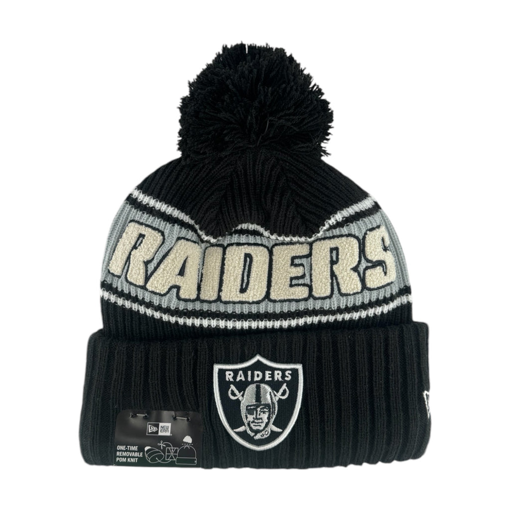 Las Vegas Raiders New Era 2024 Sideline Cuffed Pom Knit Hat