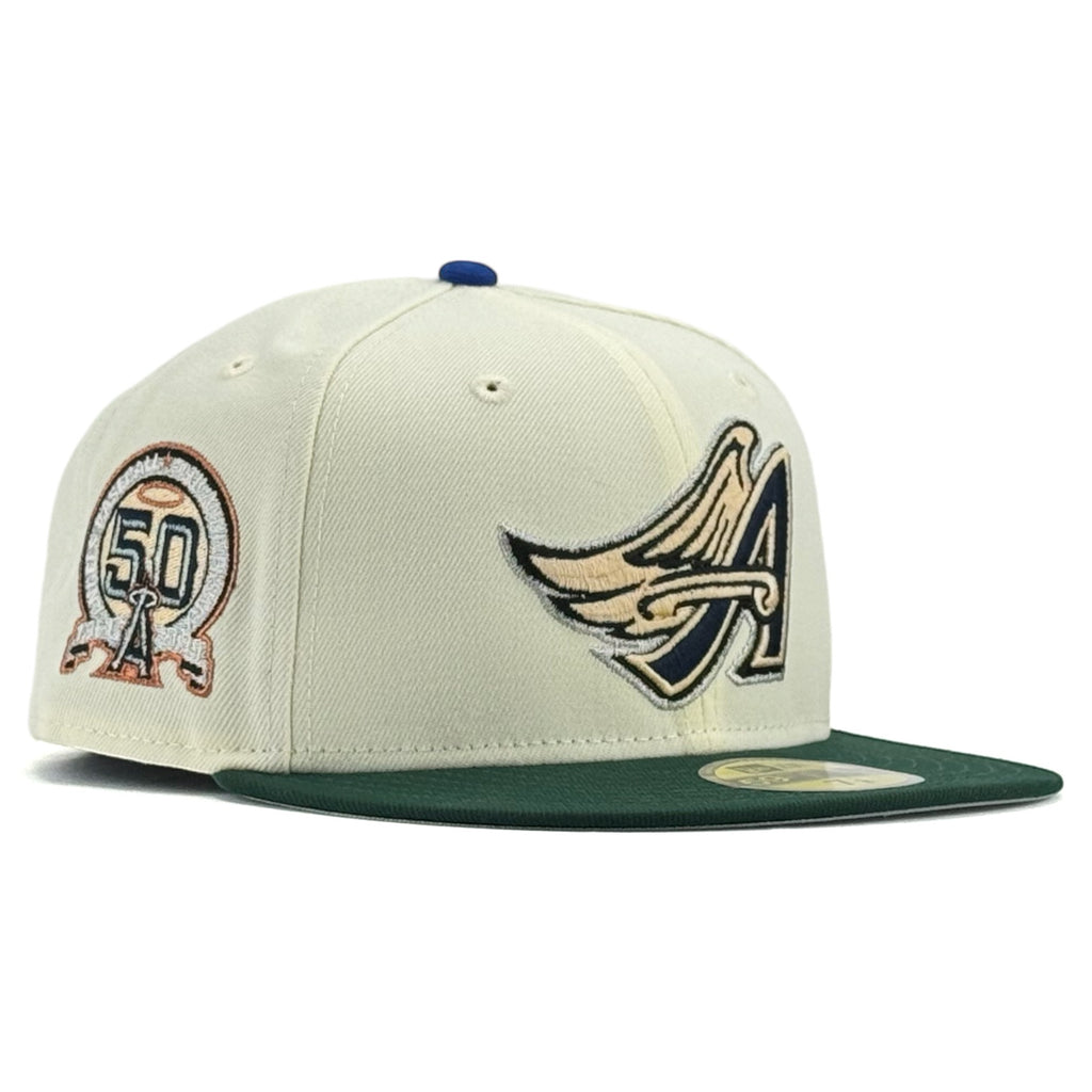 Anaheim Angels “K2P NO FRIENDS JUST FAMILY” New Era 59Fifty Fitted Hat - Chrome White / Dark Green