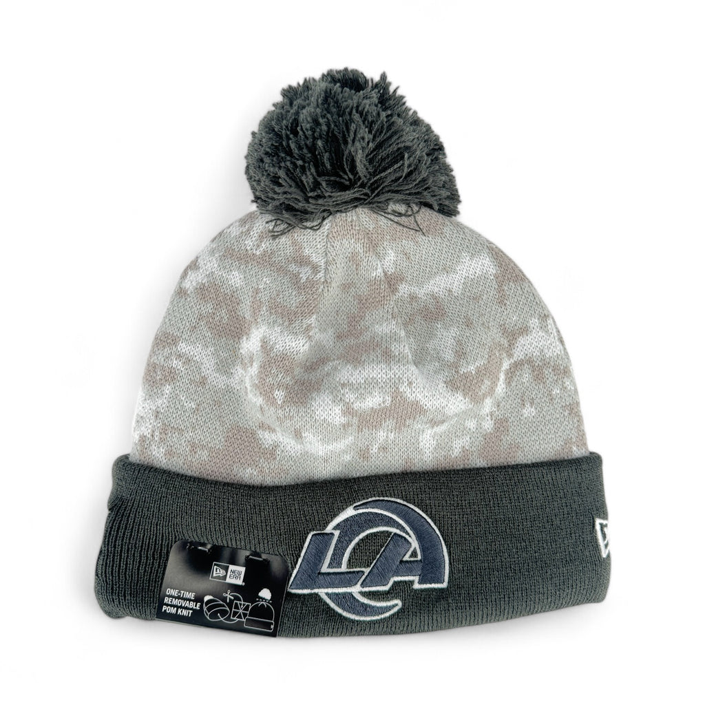 Los Angeles Rams 2024 Salute To Service New Era Cuffed Pom Knit Hat