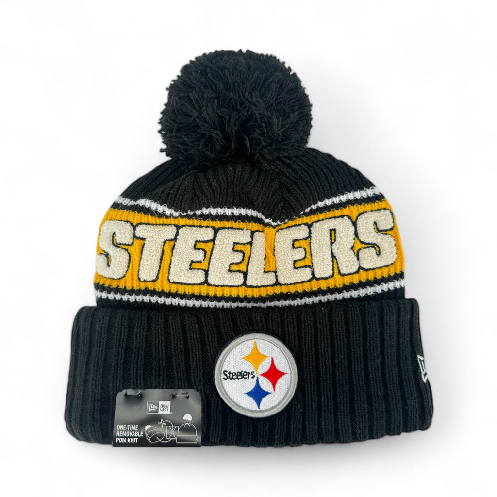 Pittsburgh Steelers New Era 2024 Sideline Cuffed Pom Knit Hat