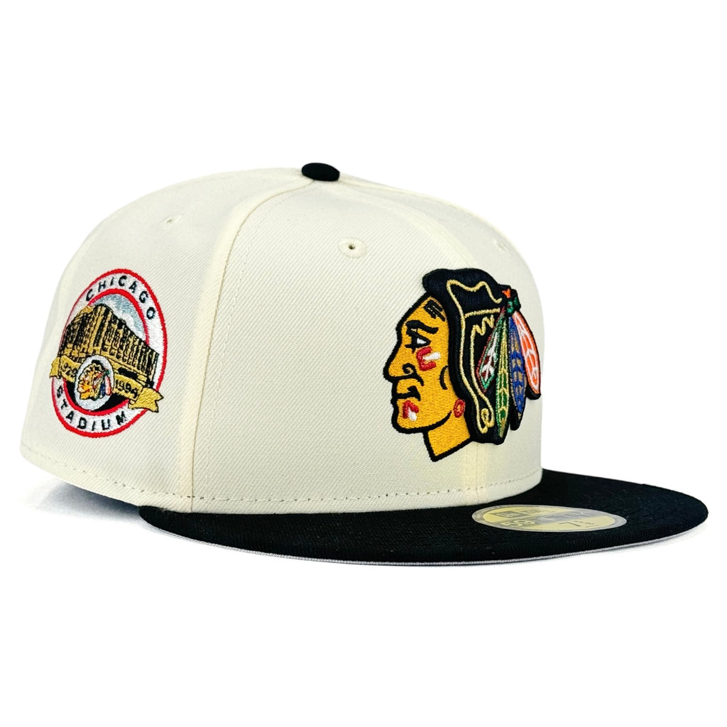 Chicago Blackhawks “NHL Faceoff” New Era 59Fifty Fitted Hat - Chrome White / Black