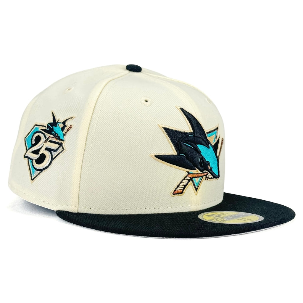 San Jose Sharks “NHL Faceoff” New Era 59Fifty Fitted Hat - Chrome White / Black