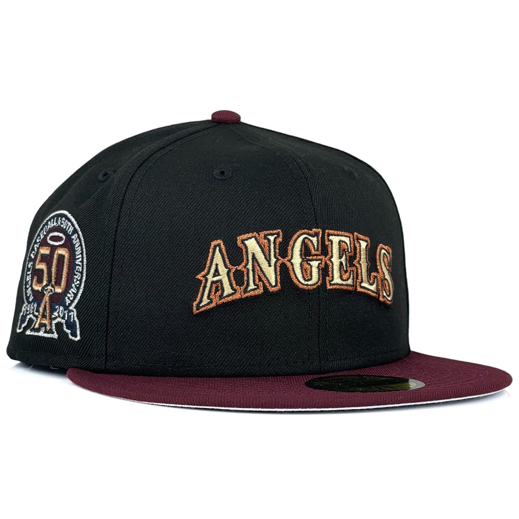 Anaheim Angels "Krownz 2 Prociety" New Era 59Fifty Fitted Hat - Black / Maroon