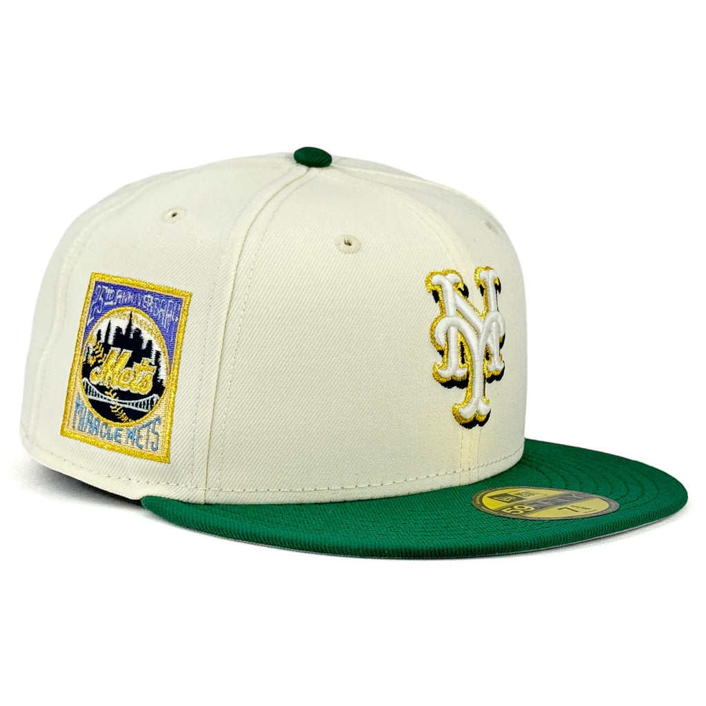 New York Mets “Tiki Get Money” New Era 59Fifty Fitted Hat - Chrome White / Emerald Green