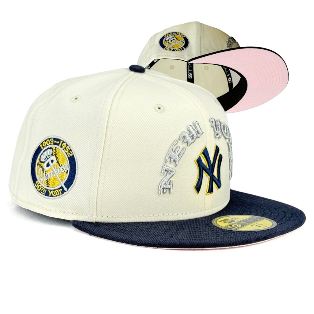 New York Yankees “Old English Yankees” New Era 59Fifty Fitted Hat - Chrome White / Navy