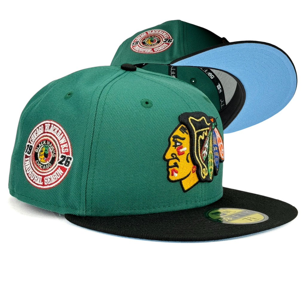 Chicago Blackhawks “Dagger Blackhawks” New Era 59Fifty Fitted Hat - Dark Green / Black