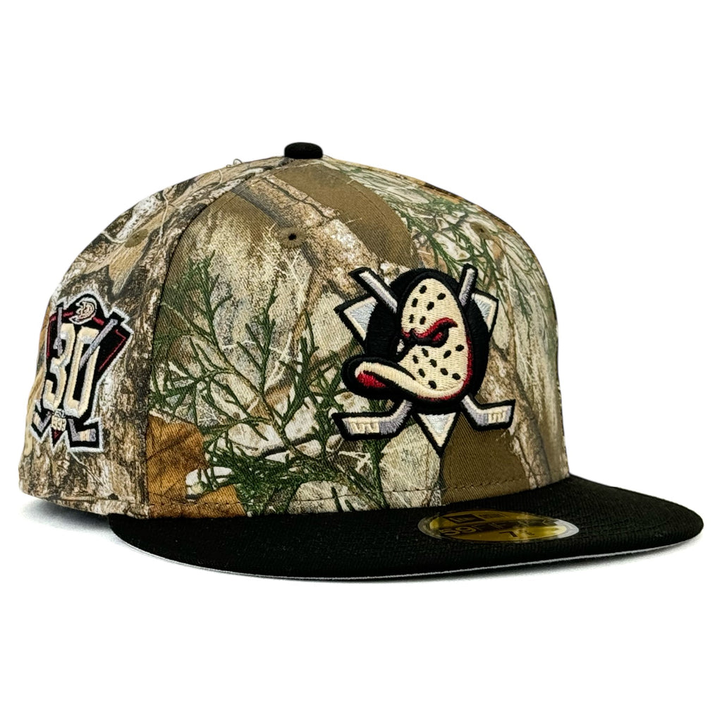 Anaheim Ducks “JV Ducks”  New Era 59Fifty Fitted Hat - Real Tree Camo / Black