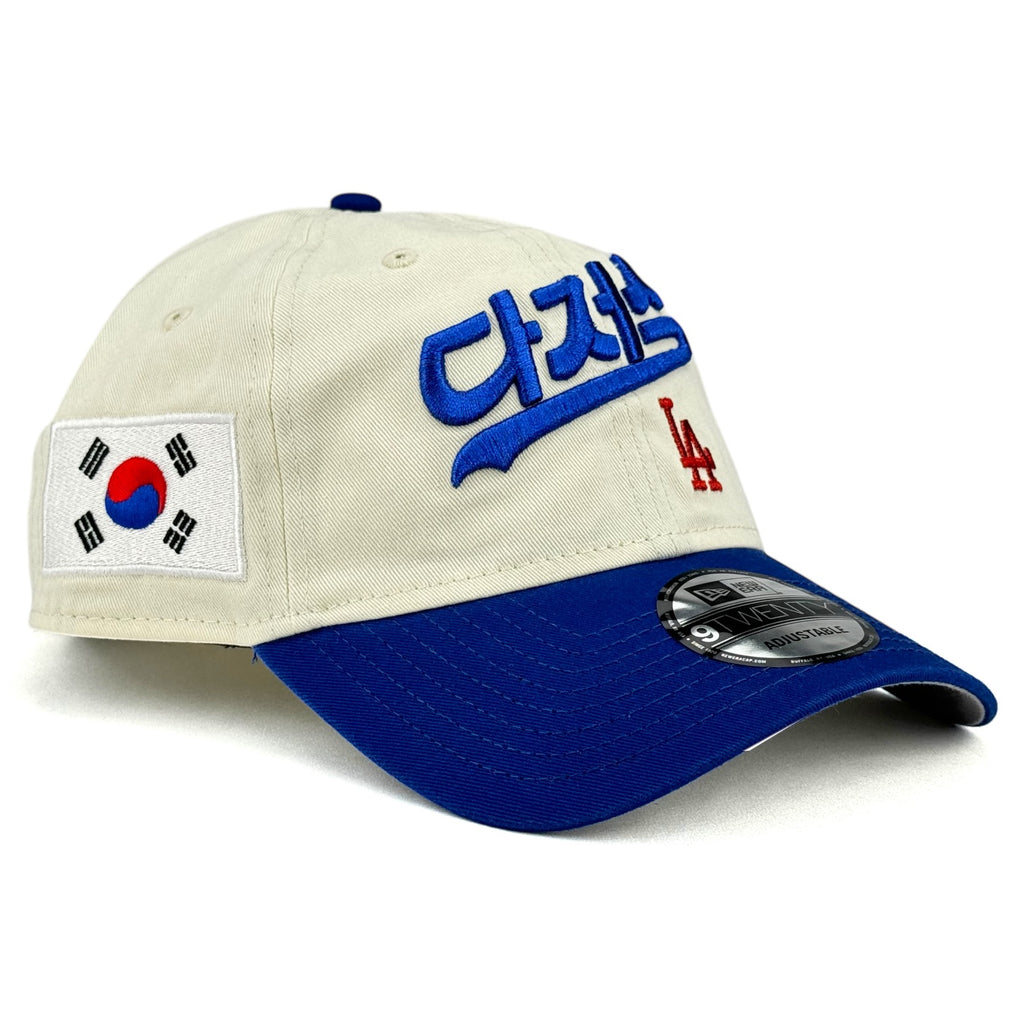 Los Angeles Dodgers "Korean Script" New Era 9Twenty Strapback Hat - Chrome White / Royal