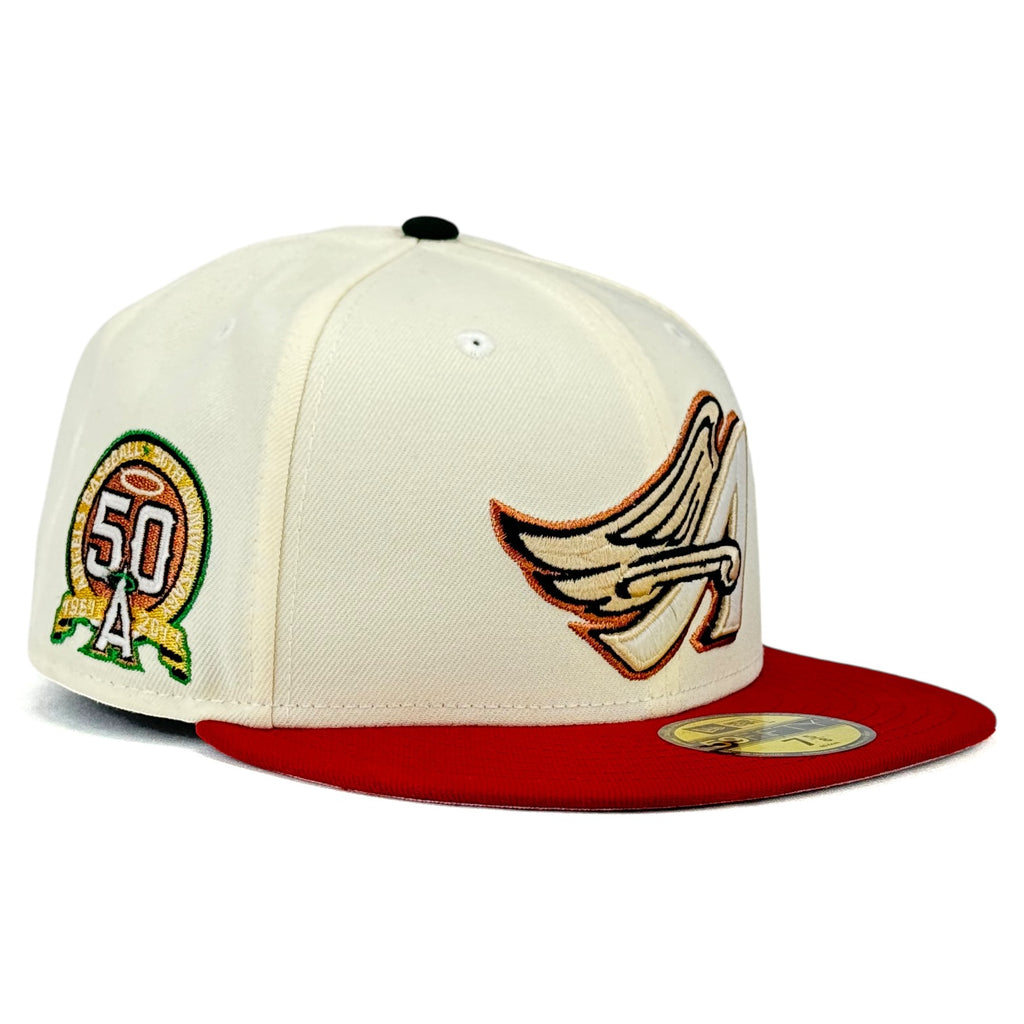 Anaheim Angels “Por La Gente” New Era 59Fifty Fitted Hat - Chrome White / Brick Red