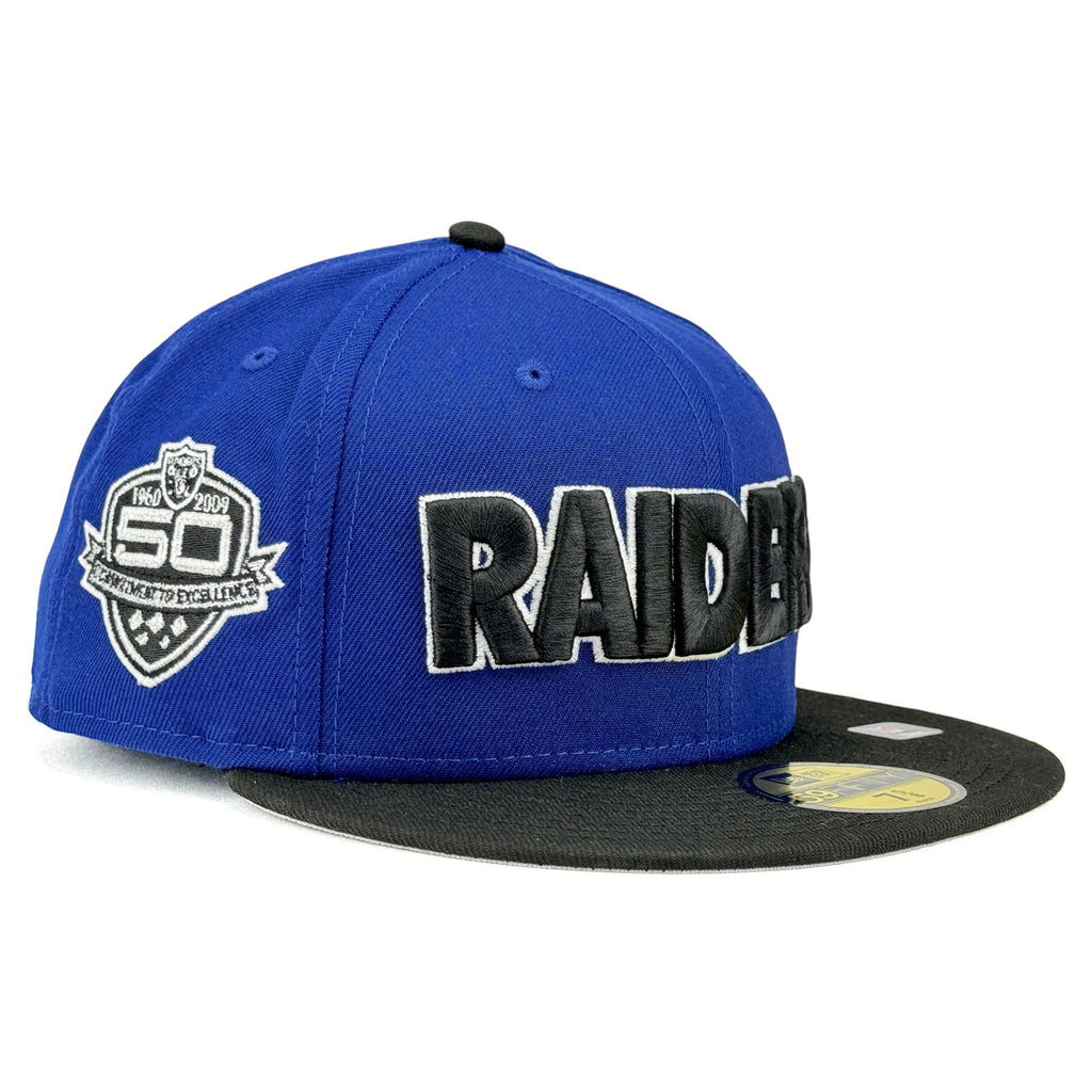 Las Vegas Raiders “NFL PACK” New Era 59Fifty Fitted Hat - Dark Royal / Black 