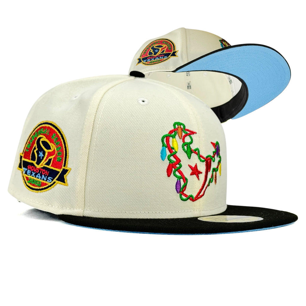 Houston Texans “HTX Holiday Pack: Christmas Lights” New Era 59Fifty Fitted Hat - Chrome White / Black