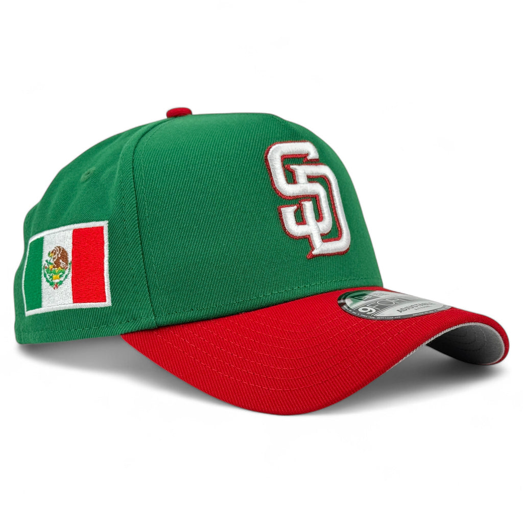 San Diego Padres Mexico Flag New Era 9Forty A-Frame Snapback - Kelly Green / Red