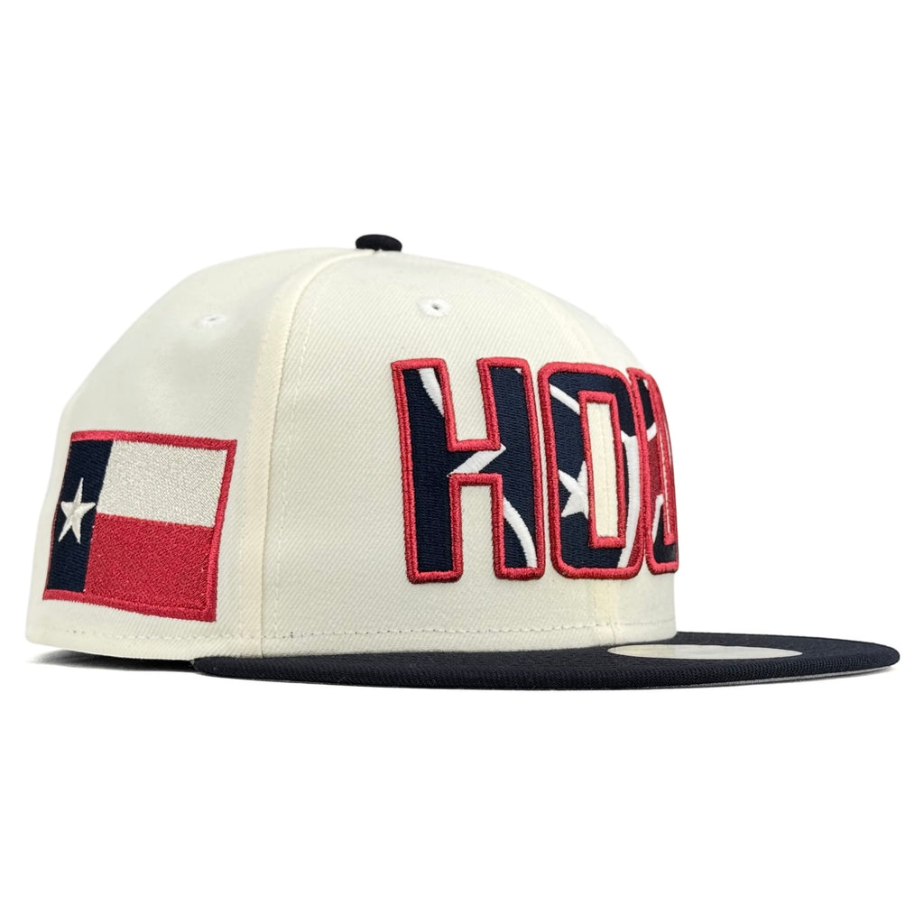 Houston Texans “Texans Three Step HOU” New Era 59Fifty Fitted Hat - Chrome White / Navy