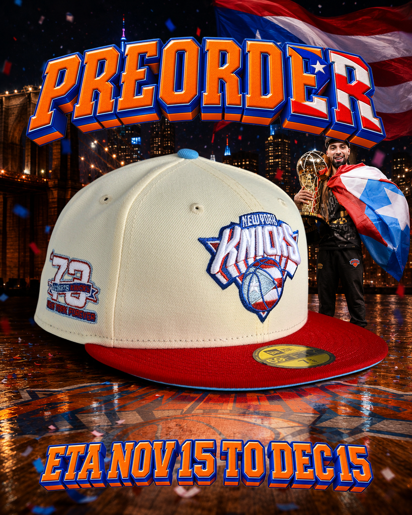 ** PREORDER ** ETA NOVEMBER 15 TO DECEMBER 15 New York Knicks 🇵🇷 GTA 🇵🇷 New Era 59Fifty Fitted Hat - Chrome White / Red