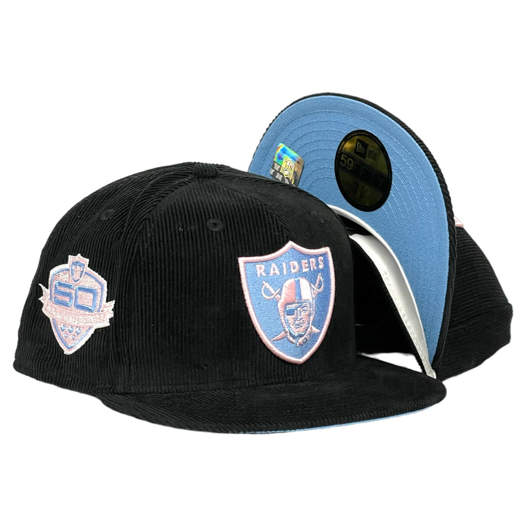 Las Vegas Raiders "Black Cord Cotton Candy" New era 59Fifty Fitted Hat - Black Corduroy