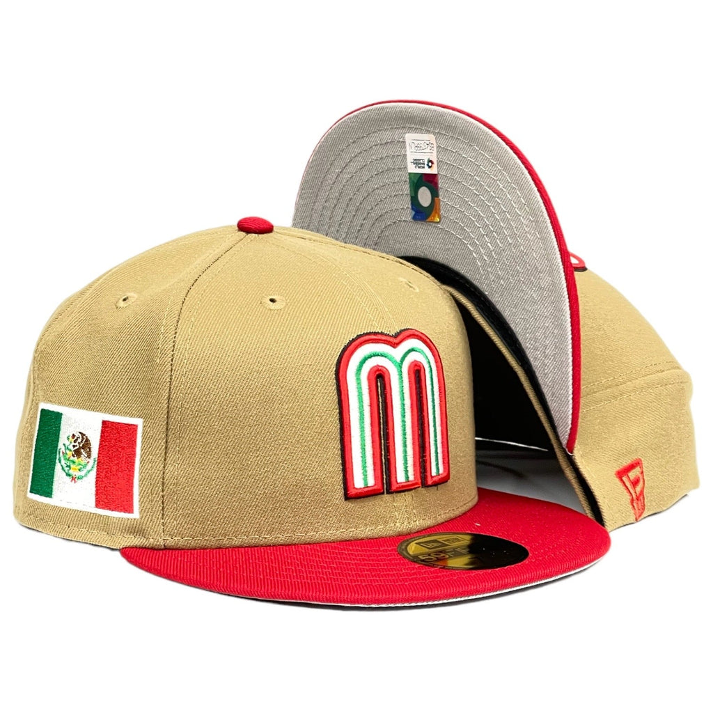 Mexico WBC 2023 New Era 59Fifty Fitted Hat - Khaki / Red