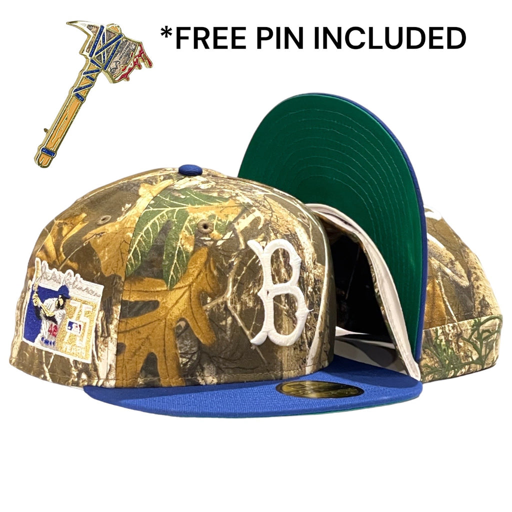 Brooklyn Dodgers Jackie Robinson Side Patch "Metallic Real Tree" New Era 59Fifty Fitted - Real Tree Edge / Royal