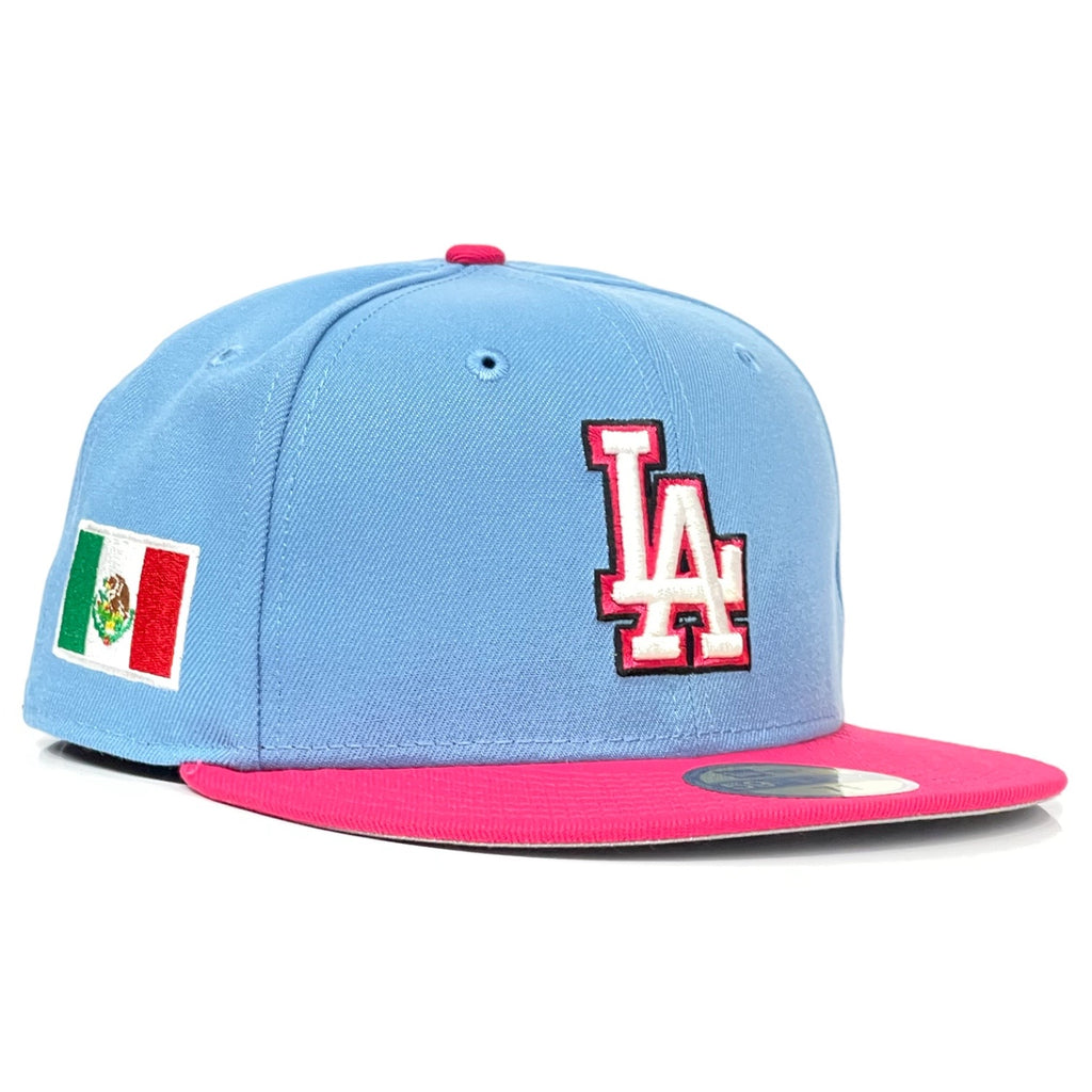 Los Angeles Dodgers New Era 59Fifty Fitted Hat - Sky Blue / Bright Rose