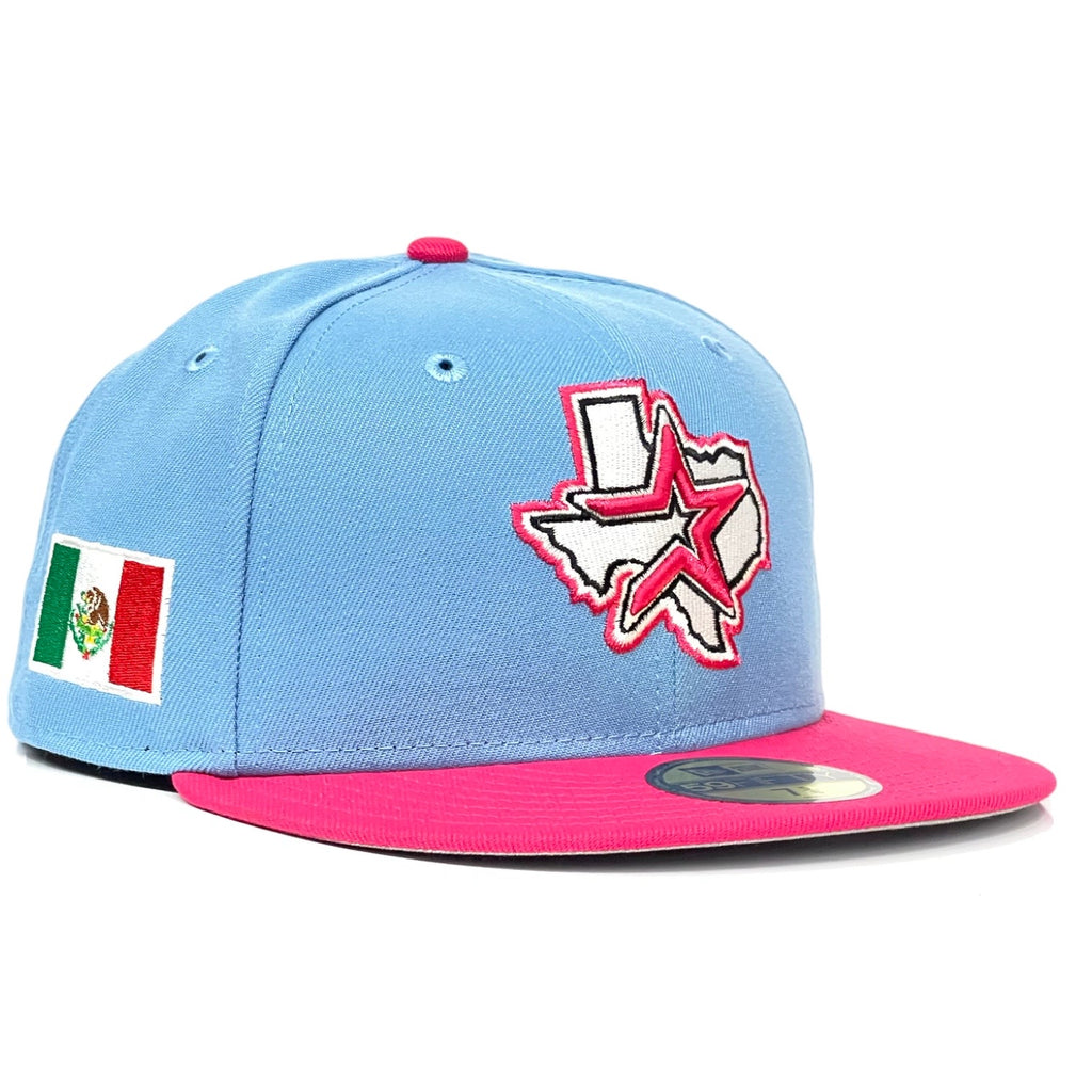 Houston Astros New Era 59Fifty Fitted Hat - Sky Blue / Bright Rose