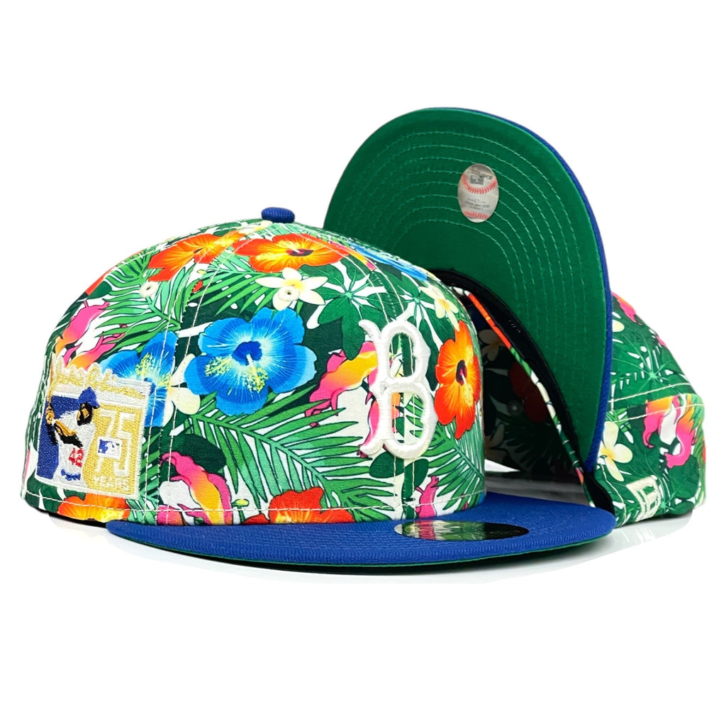 Brooklyn Dodgers 75th Anniversary "Honolulu Bear" New Era 59Fifty Fitted - White Floral / Royal