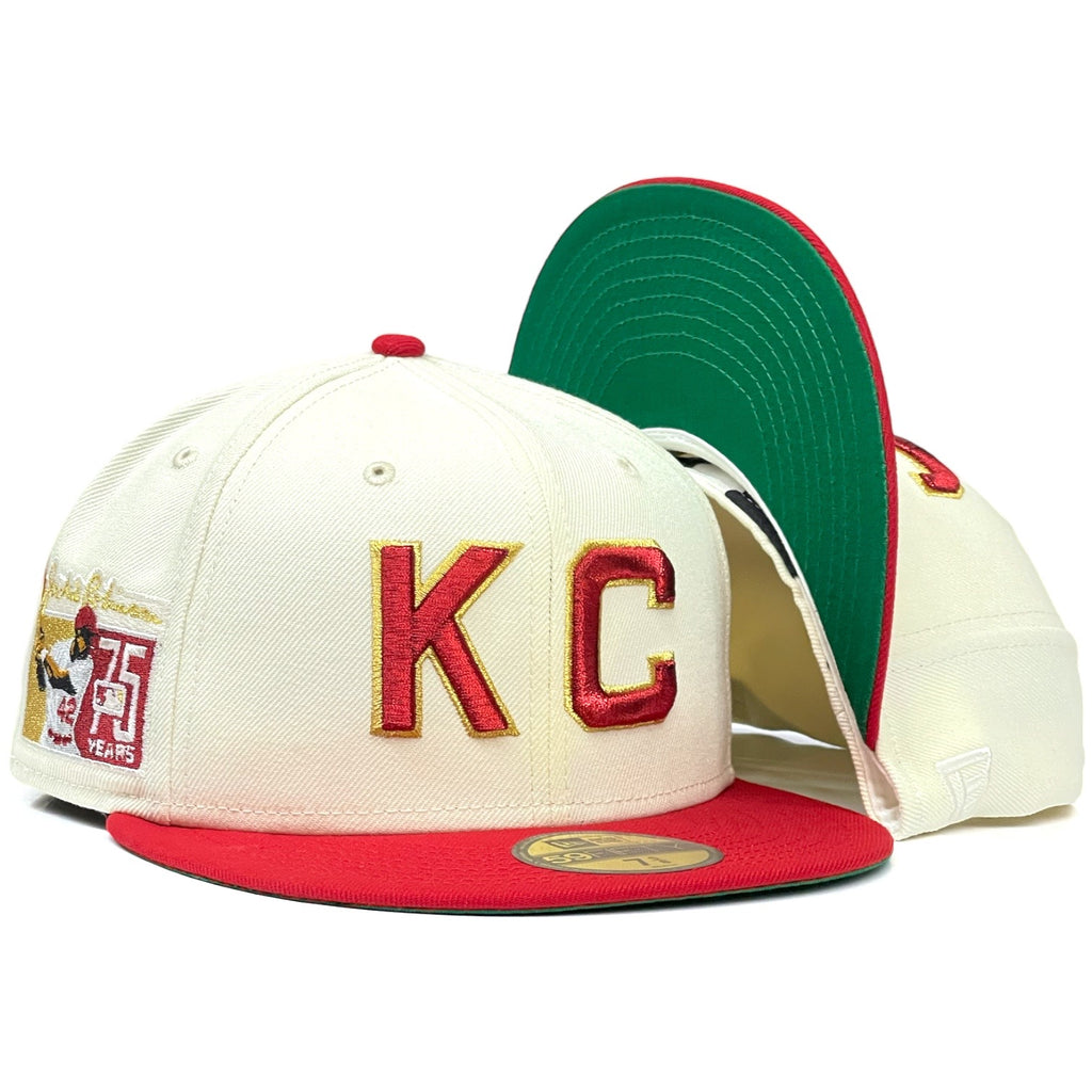 Kansas City Monarchs Jackie Robinson 75th Anniversary New Era 59Fifty Fitted - Chrome White / Red