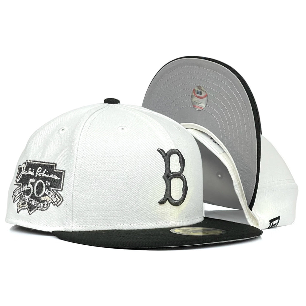 Brooklyn Dodgers Jackie Robinson 50th Anniversary "Panda Pack" New Era 59Fifty Fitted Hat - White / Black
