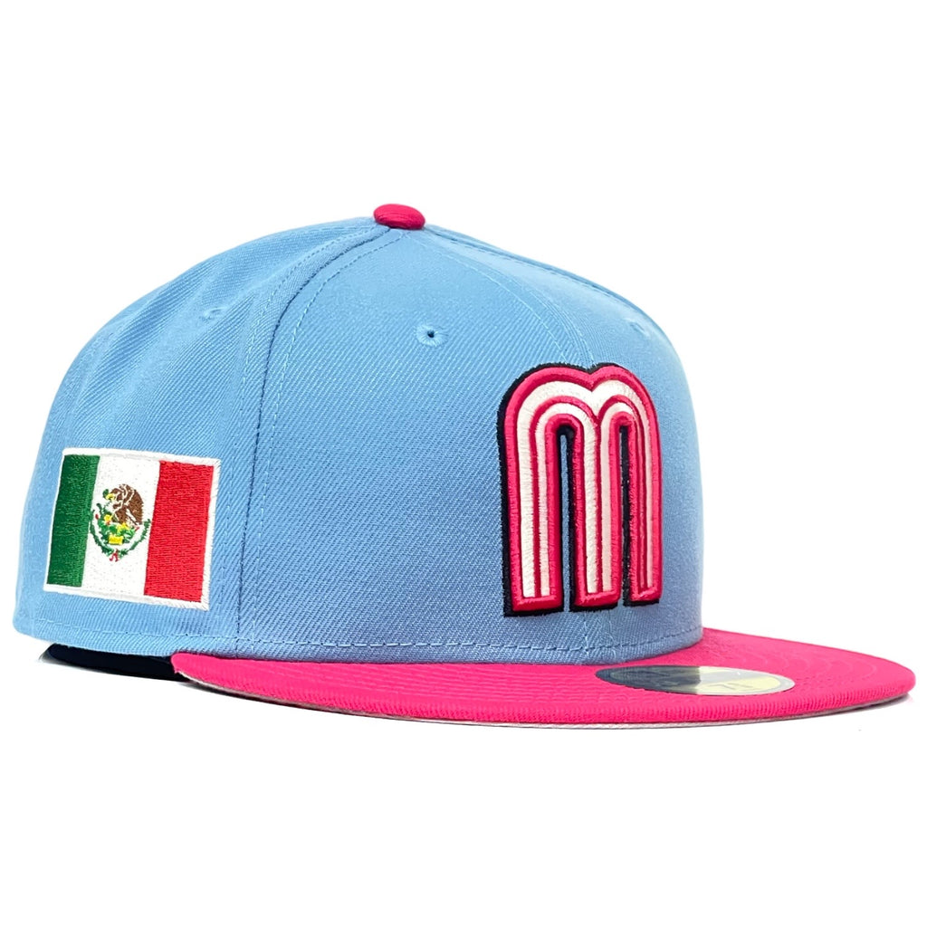 Mexico WBC "Alternate Jersey" New Era 59Fifty Fitted Hat - Sky Blue / Bright Rose