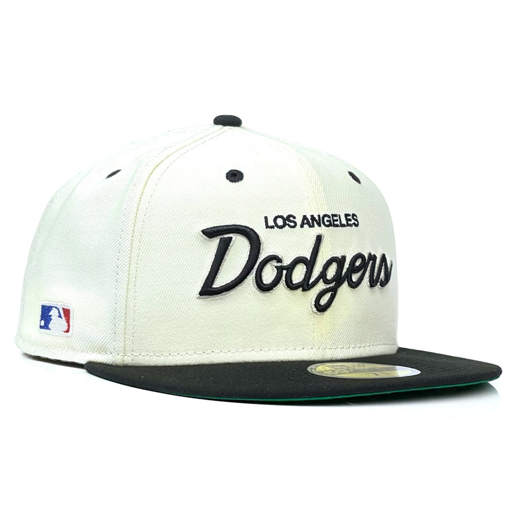 Los Angeles Dodgers "West Coast Script" New Era 59Fifty Fitted Hat - Chrome White / Black