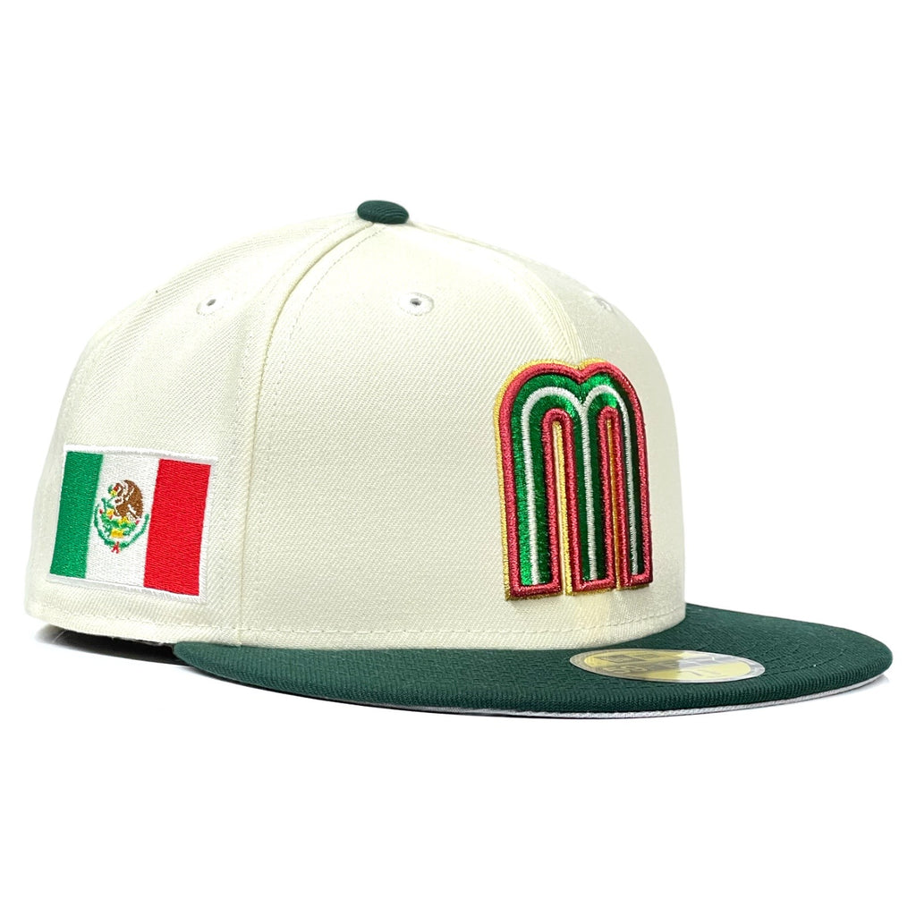 Mexico WBC 2023 New Era 59Fifty Fitted Hat - Chrome White / Dark Green