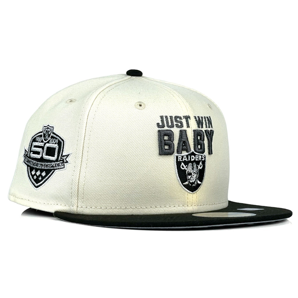 Las Vegas Raiders "JUST WIN BABY" New Era 59Fifty Fitted Hat