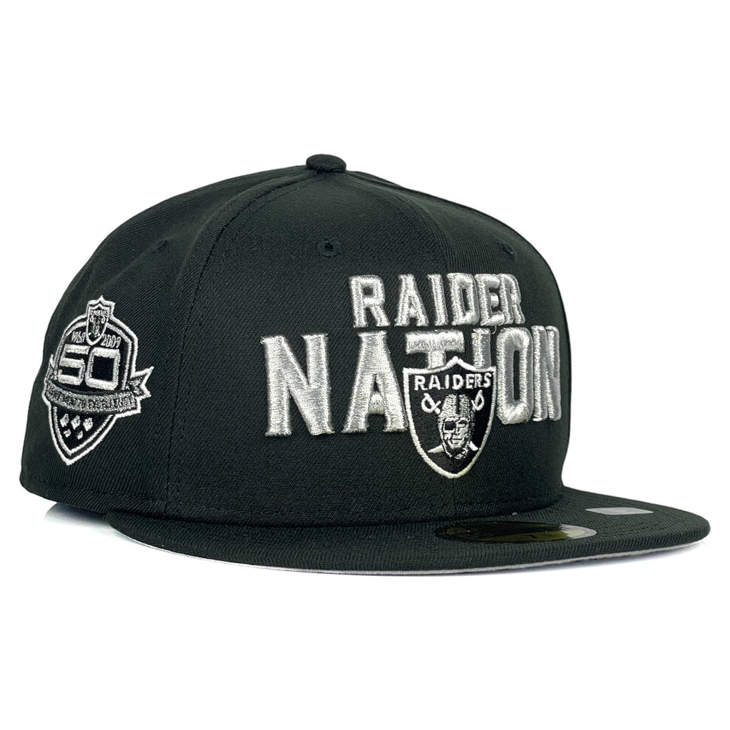 Las Vegas Raiders "RAIDER NATION" New Era 59Fifty Fitted Hat