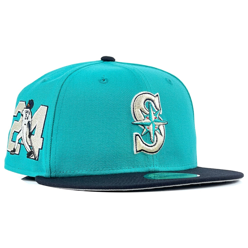 Seattle Mariners Ken Griffey Jr #24 Side Patch New Era 59Fifty Fitted Hat - Teal/Navy