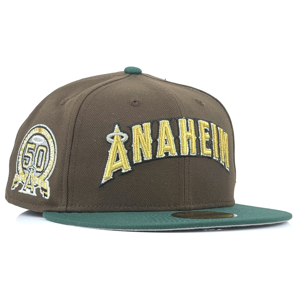 Anaheim Angels "Krownz 2 Prociety" New Era 59Fifty Fitted Hat - Walnut/Dk Green