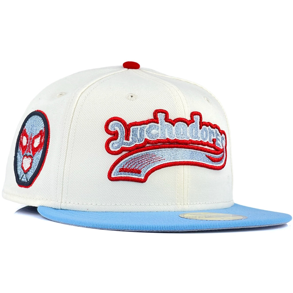 Reading Luchadores “NACHO” New Era 59Fifty Fitted Hat - Chrome White / Sky Blue