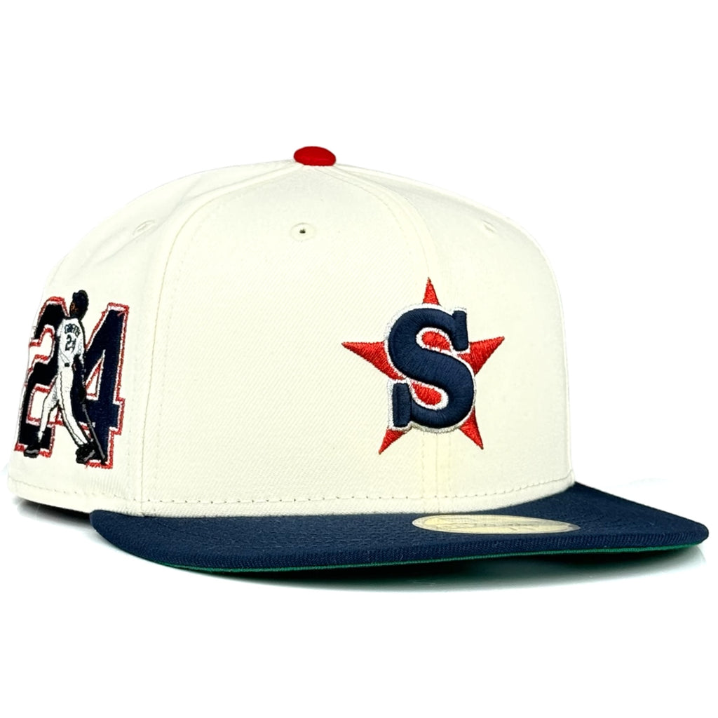 San Bernardino Spirit Ken Griffey Jr. side patch New Era 59Fifty Fitted Hat - Chrome White / Navy