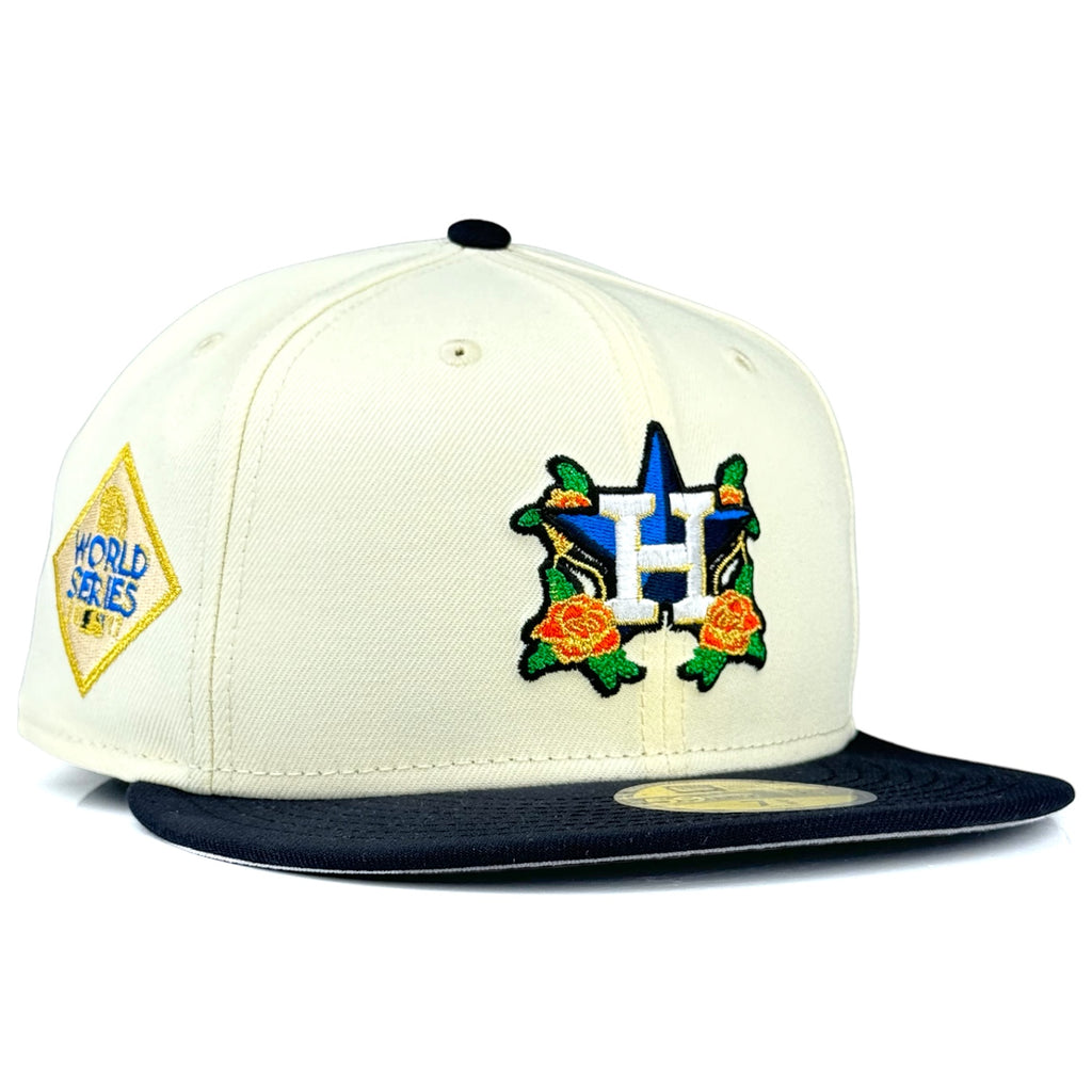 Houston Astros "Summer Floral" New Era 59Fifty Fitted Hat - Chrome White / Navy