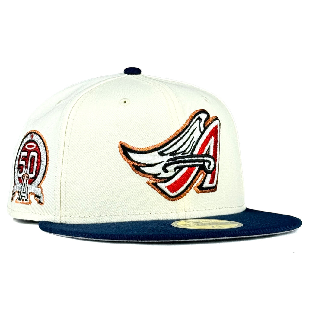 Anaheim Angels "K2P In Store Drop" New Era 59Fifty Fitted Hat - Chrome White / Navy