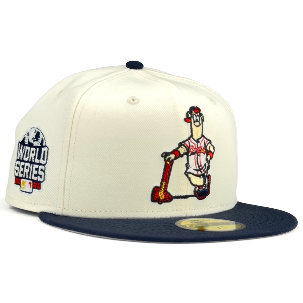 Atlanta Braves “Blooper 2.0” New Era 59Fifty Fitted Hat - Chrome White / Navy 